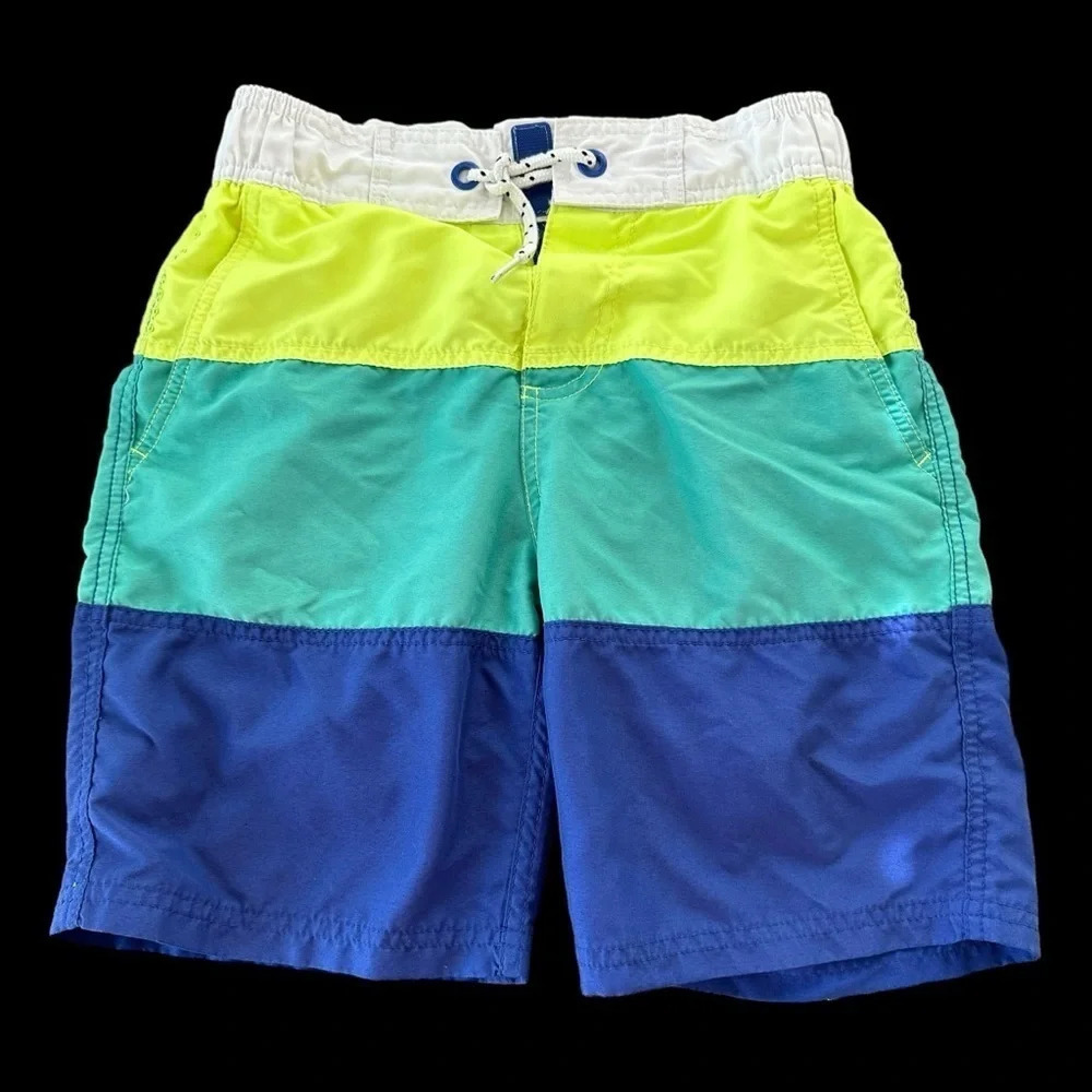 Mini Boden Boys 9-10 years Striped Mesh Lined Swim Shorts Trunks vacation Summer